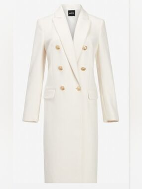 Express Women's Double-Breasted Ivory Coat